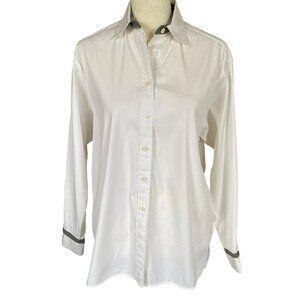 Lafayette 148 New York women's size P cream button down collared blouse sequin
